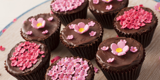 Receta Cupcake de Chocolate con Flores de Azúcar